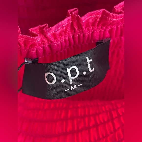 o.p.t. One Pretty Time NWT Ruffled Pink Strap and Square Smocked Top - Picture 3 of 8